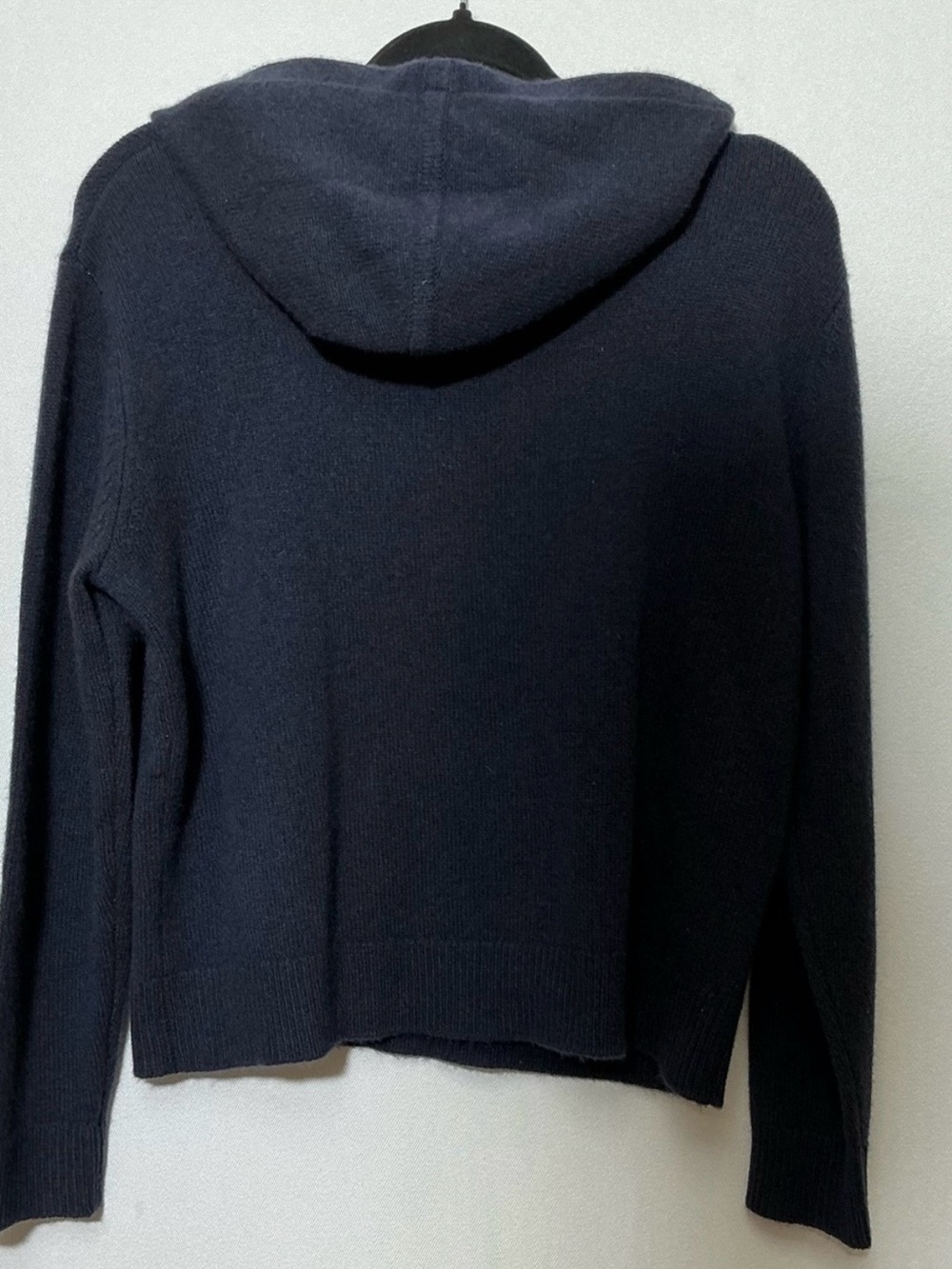 Navy blue cashmere sweatshirt hoodie - Picture 3 of 5